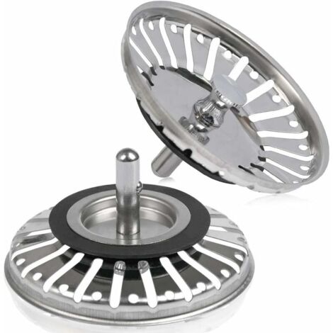 2pcs Filtre à évier/bouchon de bonde pour évier bouchon d'évier trou Passoire de cuisine/salle de bain diamètre de 84 mm avec embout à boule, en acier inoxydable (1/5)