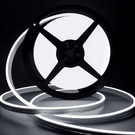 Ruban Led 10M, 12V 6000K Néon Blanc Dimmable Bande LED Lumineuse, IP65 Etanche Silicone Découpable Flexible Néon Lumière pour Chambre, Cuisine, Décoration