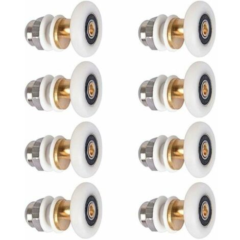 Fixation de porte et paroi de douche  Roulette Porte Douche, Roulettes De Porte Coulissante Cabine De Douche Porte Poulies Roue De Rechange Pour Rouleau Avec Diamètre De Roues 27mm, 8 Pièces (1/5)