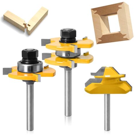 Pieces,Router Cutter, 45 Degree Lock Miter Router Bit, Woodworking Cutter for Carpentry Tools (Yellow)