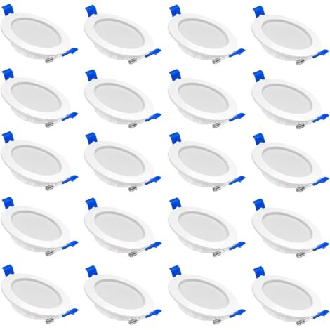 Set of 20 Flat LED Recessed Spotlights 5W 230V Aluminum Mini Recessed Ceiling Spot Light for Bathroom, Living Room, Bedroom and Kitchen - 20x5W Cold White
