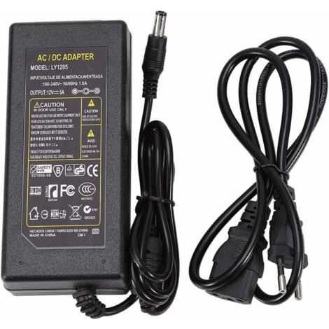 Alimentation 12V 5A Alimentation Adaptateur Transformateur LED pour Ruban LED Les Lumières de Bande SMD LED 5050/5630/5730/3528(EU Plug) (1/5)