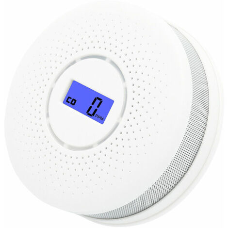 Détecteur de gaz Alarme de détection de fumée combinée pour fumée et monoxyde de carbone Détecteur de fumée CO à piles avec affichage Round Escape Light Détecteur de fumée Alarme incendie - blanche Dé (1/5)