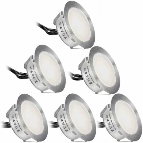 Spot encastrable extérieur sol Kit d'éclairage de pont à LED intégré 6 pièces, (version améliorée) Éclairage de pont à LED extérieur au sol étanche IP67, lumières LED basse tension, convient aux jardi (1/4)