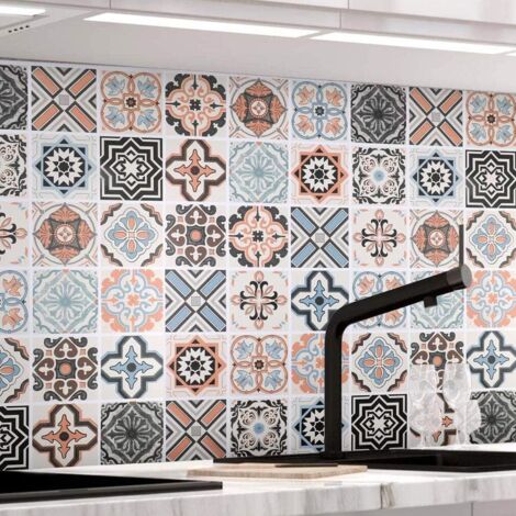 Self Adhesive Tile Wallpaper, 60 x 200cm PVC Modern Style Self Adhesive Wall Stickers Waterproof Decoration for Kitchen Cabinet in Bathroom and Kitchen