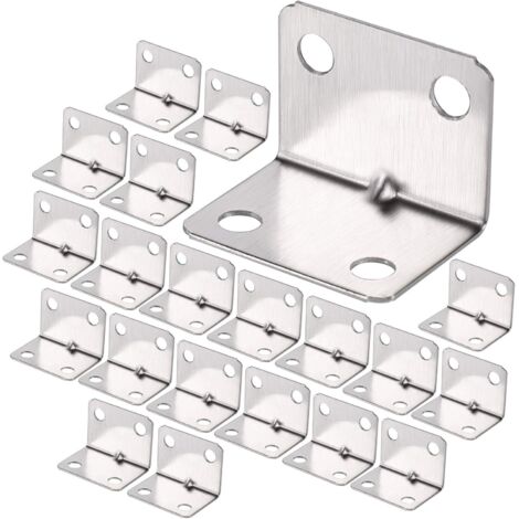 100Pcs Stainless Steel Corner Bracket, Heavy Duty 90 Degree Bracket, Right Angle Bracket, Small Fixing Bracket for Wood, Right Angle Bracket Brace for Fixing Fence Table Shelf