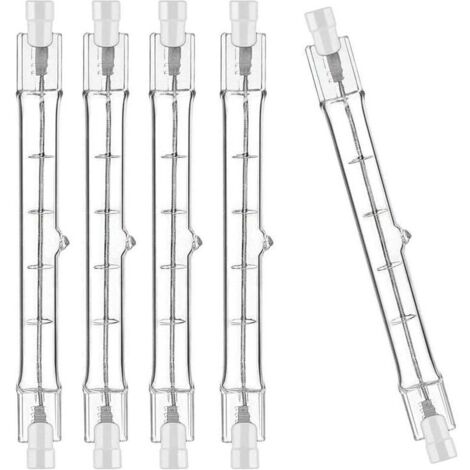 Pack of 5 R7S Halogen Bulbs 118mm 300W 230V, R7S 118mm Halogen Rod, R7S Halogen Bulb Dimmable Halogen Rod Lamp for Building Spotlights, Work Landscape Lighting, Living Room Lighting (1/5)