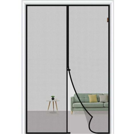 Magnetic Fly Screen Door 70 X 200 cm, Tear-Proof Anti-Mosquito Mesh Fiberglass with Windproof Fasteners, Grey (1/4)
