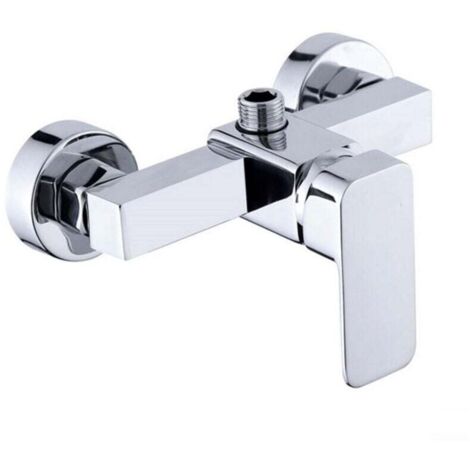 Modern wall-mounted chrome shower mixer with hot and cold water mixer. (1/5)