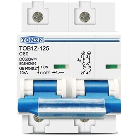 Tomzn 2p DC MCB Circuit Breaker 600V 80A (1/5)
