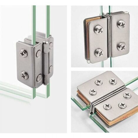 4pcs Stainless Steel Glass Door Hinges 180° Opening Angle for 5-7mm Thick Glass (1/4)