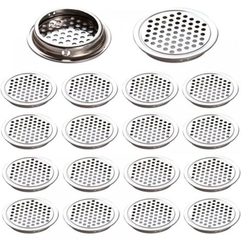 20 Pieces Air Vent Grille Round Stainless Steel Air Vent Grille Hole Stainless Steel Ventilation Grille for Kitchen Wardrobe Shoes Bathroom etc,53mm (1/4)