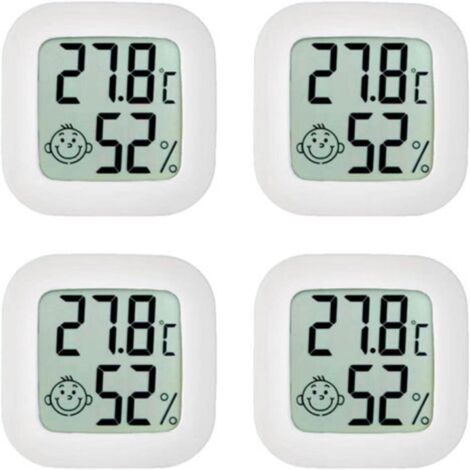 4 Pack Room Thermometer, Mini Thermometer Hygrometer, High Precision Temperature Humidity Meter with Comfort Air Icon for Kitchen, Baby Room, Greenhouse, Warehouse, Office (1/5)