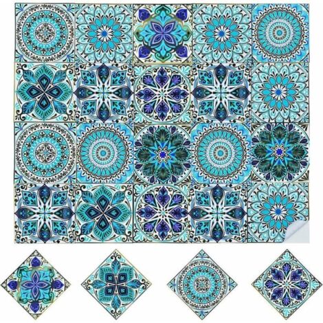 20pcs Self Adhesive Tile Stickers Adhesive Tile Stickers Moroccan Style Wall Stickers Waterproof Decoration for Bathroom Kitchen 15 x 15 cm (1/5)