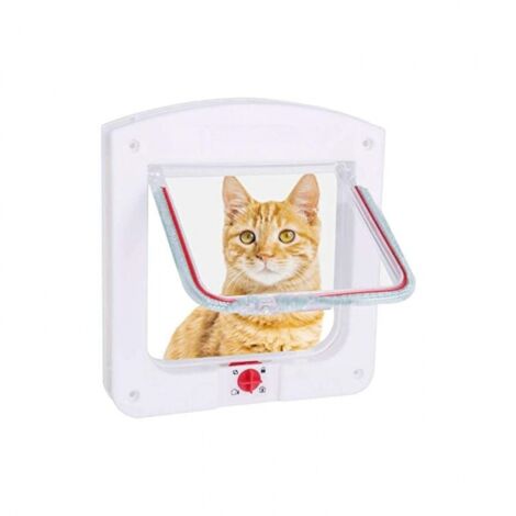 White Manual Cat Flaps & Doors,Cat Flap for Cats Dogs Small Cat Flap Door Microchip 4 Way Lockable Easy to Install (1/5)