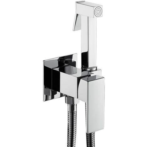 Bathroom shower set, complete bathroom hygiene set with shower, holder and three-way tap, chrome (1/5)