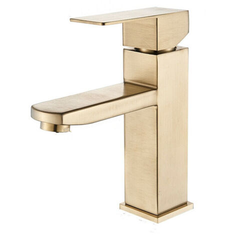 Brushed Gold Basin Faucet (Brushed Gold), Bathroom Sink Faucet, Pipes Included (1/5)