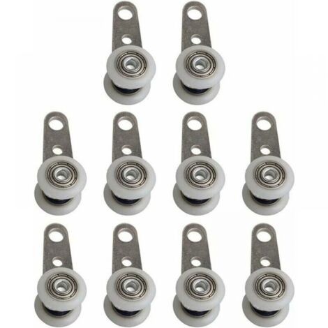 Set of 10 Casters for Bay Windows or Sliding Doors - Metal and Plastic - 4 x 1.9 cm