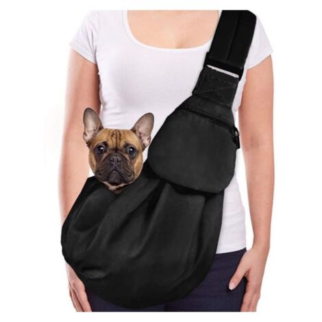 Black Pet Carrier Bag, Dog Cat Hands Free Waterproof Shoulder Bag Crossbody Sling Bag (1/5)