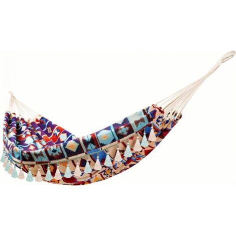 Retro Jacquard Fabric Outdoor Hammock with Macrame Tassels for Bedroom Patio Garden Yard (1/5)