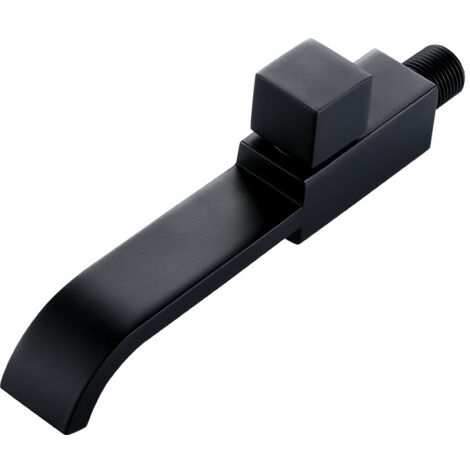 G1/2 Modern Brass Wall Mounted Faucets, Bathroom Wall Mounted Faucet, Single Hole Cold Water Tap for Kitchen Bathroom Sink Basin, Matte Black (1/5)