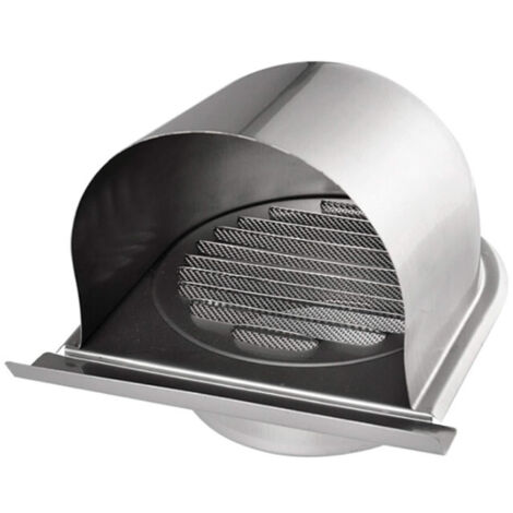 100mm Stainless Steel Ventilation Grille, Round Outdoor Chimney Hood Grille, U Ventilation Grille with Anti-Insect Net, Ventilation Grille with 45° Slats, for Kitchen