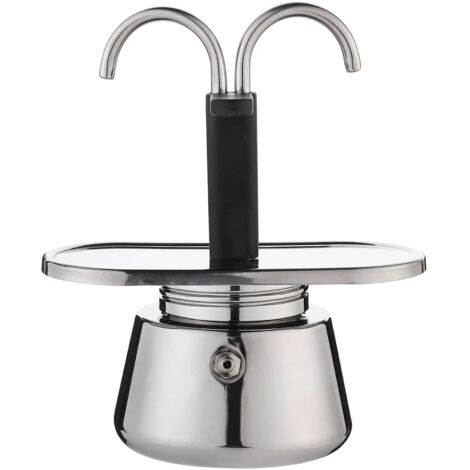 Stovetop Espresso Maker, Mocha Coffee Maker with Single Nozzle Stainless Steel Italian Lightweight Portable Large Capacity Coffee Maker for Outdoor Camping with Double Rods (1/4)