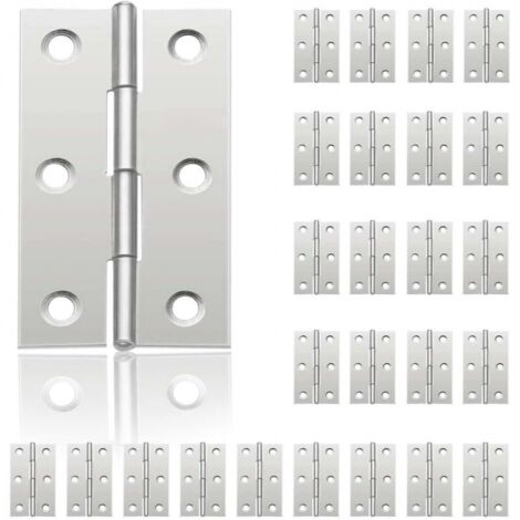 24Pcs (44mm32mm) Small Door Hinges, Stainless Steel Hinge, DIY Door Hinges for Cupboard Door Piano Hinge Jewelry Boxes Home Furniture Hardware Cabinet (1/5)