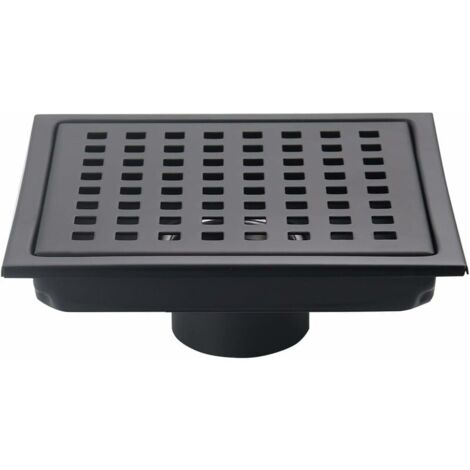 6 Inch Square Shower Floor Drain, Matte Black, Grate with Removable Cover, SUS304 Stainless Steel