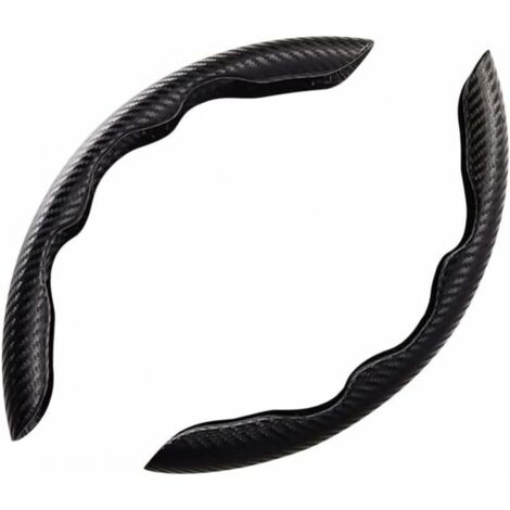 Black Car Steering Wheel Cover, 2 Pack Universal Carbon Fiber Steering Wheel Covers, Interior Accessory, Ultra Light, for Most Cars