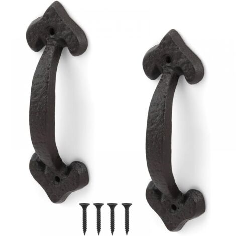 Antique Cast Iron Door Handle, 2 Pieces Sliding Door Handle, Retro Door Handle, Full Range of Accessories, for Shed Doors, Garages, Cupboards (1/5)