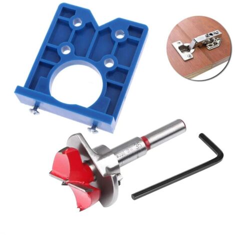 35mm Hinge Clamp, Hidden Hinge Drill Bit Set, Drill Marking Guide Tool for Cabinet Hinge and Mounting Plate, Suitable for Woodworking (1/5)