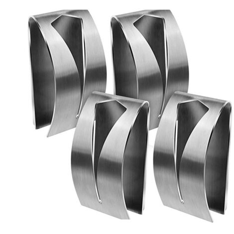 4PCS Silver Kitchen Towel Holder Self Adhesive Grabbers, Stainless Steel Kitchen Towel Hooks, No Drilling Wall Mounted Towel Rack Towel Holder (1/4)