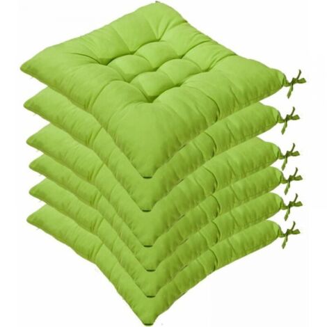 6 Square Chair Cushions 40x40 Seat Cushions Home Decoration Quilted Mat Cushion, Comfortable and Colorful - Ideal for Indoor and Outdoor (Green) (1/3)