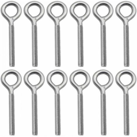 12 Pack - M8 304 Stainless Steel Eye Bolts Eyebolt Eye Screw for Swing Outdoor Machine (1/5)