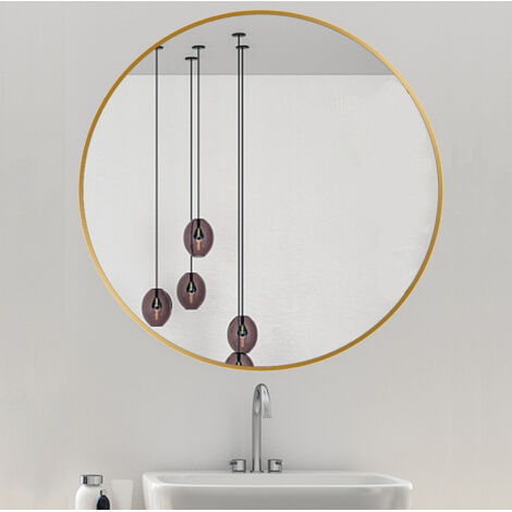 60cm diameter bathroom mirror, golden round shape without light, beautiful and elegant for home use (1/5)