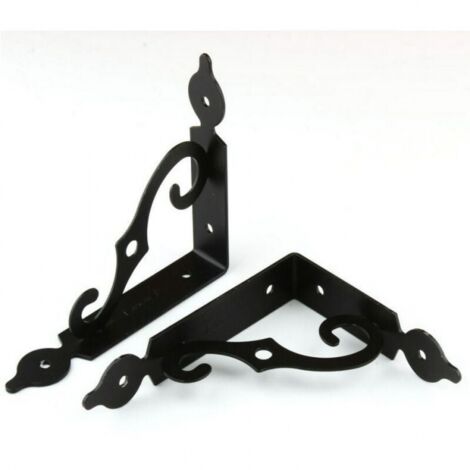 4pcs （Black）140 x 110mm L Shaped Iron Wall Shelf Bracket Triangle Shelf Support and Fixing for Carport-Wall Shelf (1/5)
