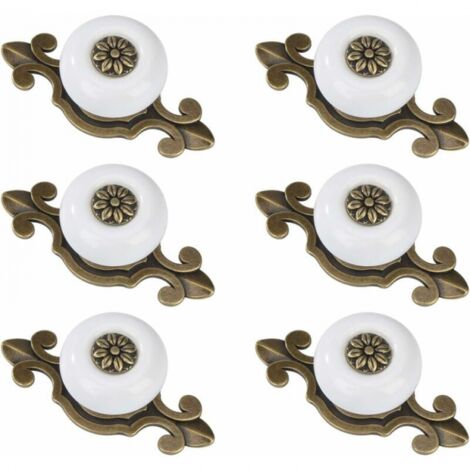 6pcs White Copper Cabinet Knobs Ceramic Drawer Knobs Vintage Furniture Knob with Alloy Screws for Furniture Pulls (1/5)