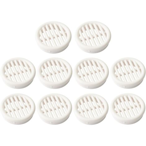 10x Round plastic ventilation grille, recess diameter 54.5mm, height 11.5mm, ceiling protection cover, wall, carpentry, white (1/4)