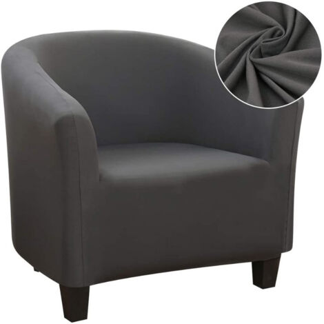 Stretch Chaise Longue Chair Cover, Easy to Install and Wash, Chair Cover with Armrests Chesterfield Armchair Cover for Counter Bar Living Room Meeting Room, Grey (1/5)