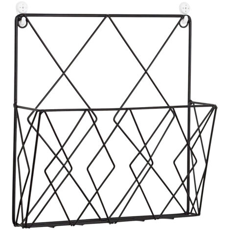 Multifunctional metal wall-mounted magazine rack for storing your magazines or newspapers (black) (1/5)