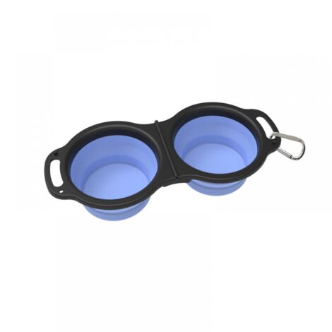1pc Blue-Collapsible Dog Bowl, Large Expandable Portable Travel Dog Water Bowl, Foldable Bowl with Handle and Carabiner (1/4)