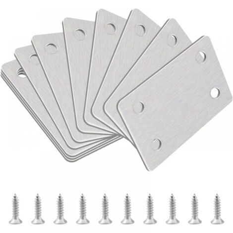 Flat Corner Brace Brackets, 10Pcs Stainless Steel Straight Support Shelf Bracket Flat Corner Brace Brackets Repair Mending Plates Assembly (1/4)