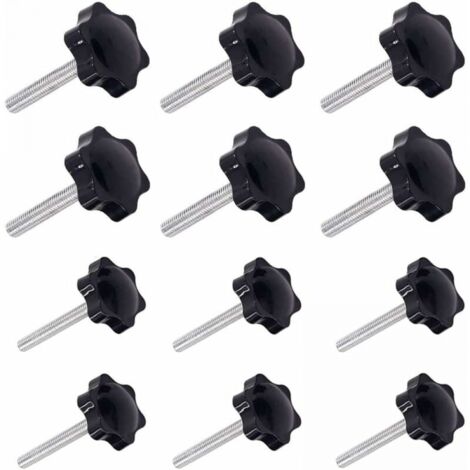 12 Pieces M6(32)×40mm and M8(38)×40mm Male Thread Clamping Handle Gripandles Screws Knobs Handles Star Knob (1/5)