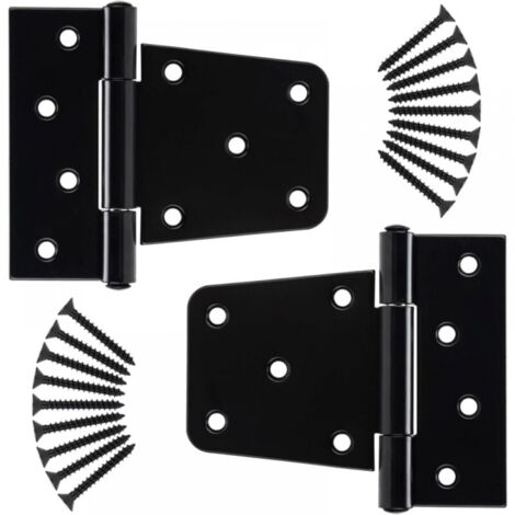 Heavy Duty Door Hinges, Cabinet Heavy Door Hinges, Flat Door Hinges, Black Hinges in (2 pieces,3.5inch) (1/4)