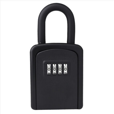 Black Secure Key Box, Key Box with Code [Weatherproof] [with Removable Handle] Mini Portable Secure Key Box Resettable Code for Outdoor and Indoor Use (1/4)