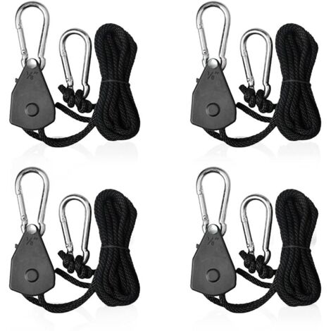 4pcs Adjustable Ratchet Rope Straps 1/8 Hook Tensioner Shade Sail Ratchet Ropes for Lights or Plants (1/5)
