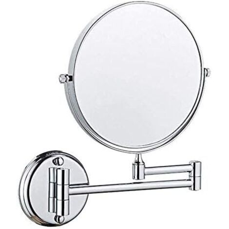 Inch Double Sided Rotating Wall Mounted Bathroom Mirror, Foldable and Retractable, 3x Magnification (Silver) (1/5)