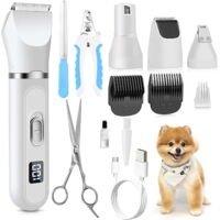Dog Trimmer for Grooming Kit Hair Clipper with LED Display, Low Noise Paw Trimmer- Rechargeable - Cordless Quiet Nail Grinder Shaver for Dog,Cats and Other Pets