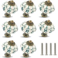 12 Pack Ivory and Green Ceramic Knobs - Pumpkin Cabinet Knobs Retro Dresser Knobs - Vintage Drawer Pulls with Screws for Cabinet Cupboard Drawer and DIY Project at Home